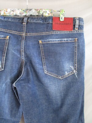 DSquared2 Hockney made Italy distressed blue denim tapered jeans 46 38 28