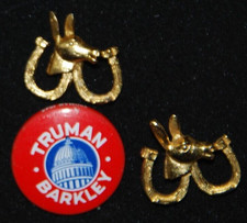 Truman Barkley 1972 Pin of 1948 Campaign Horeshoe Donkey Democrat