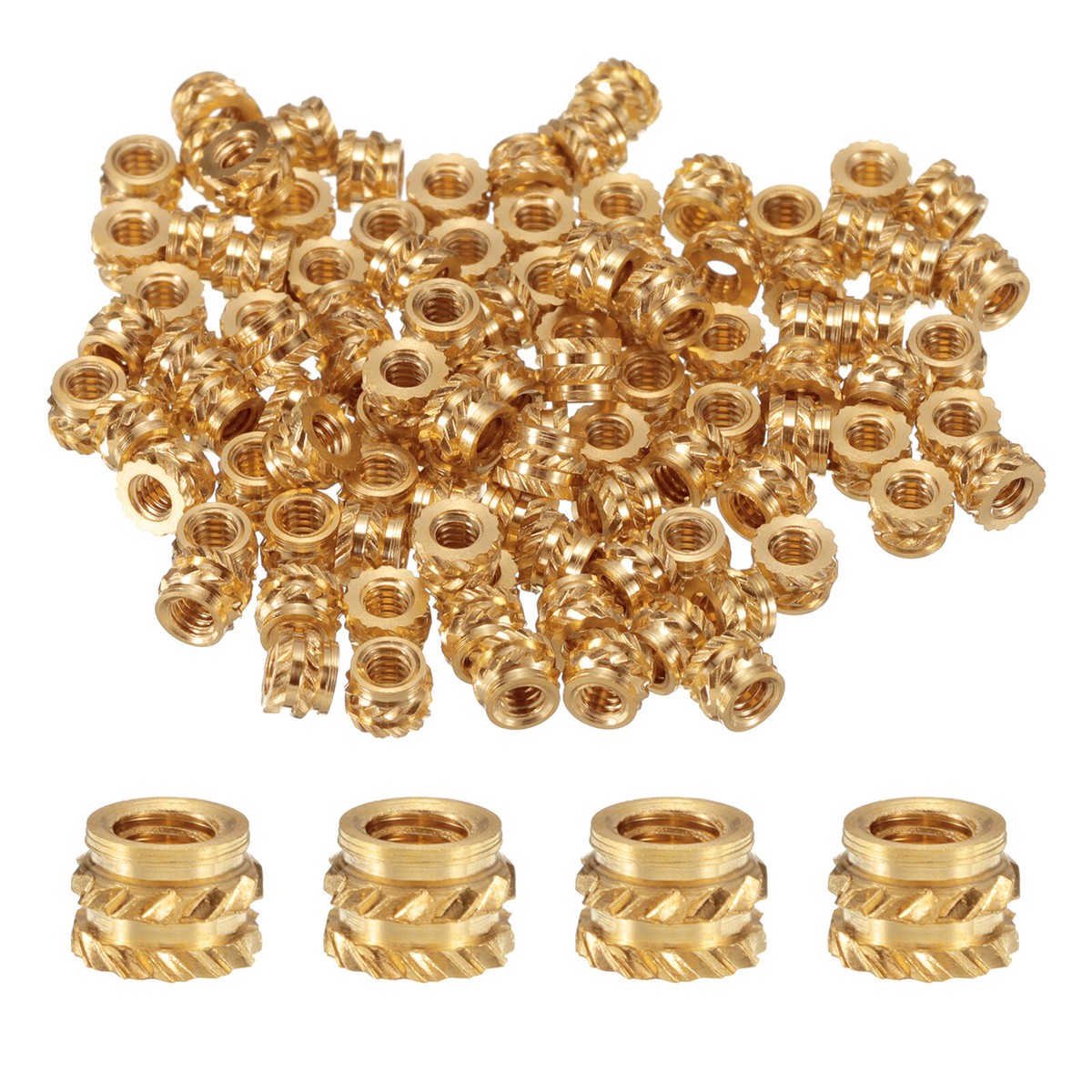 100pcs M2 Threaded Inserts Brass Heat Set Insert M2x2.5mm, OD 3.5