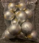 13x Plastic Silver Sun Star Baubles Bauble Christmas Tree Decorations