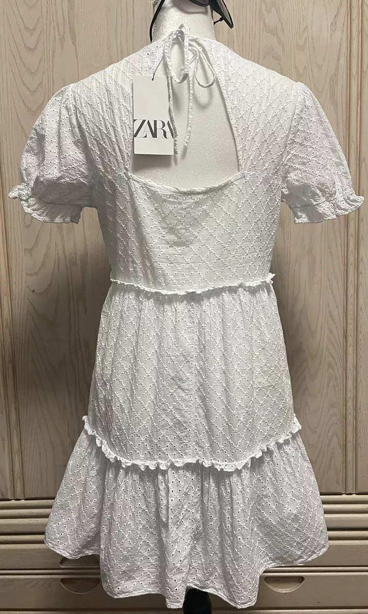 Zara white top eyelet dress