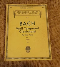 Schirmer's Library BACH Well-Tempered Clavichord for the Piano Book 1; 1893; VTG