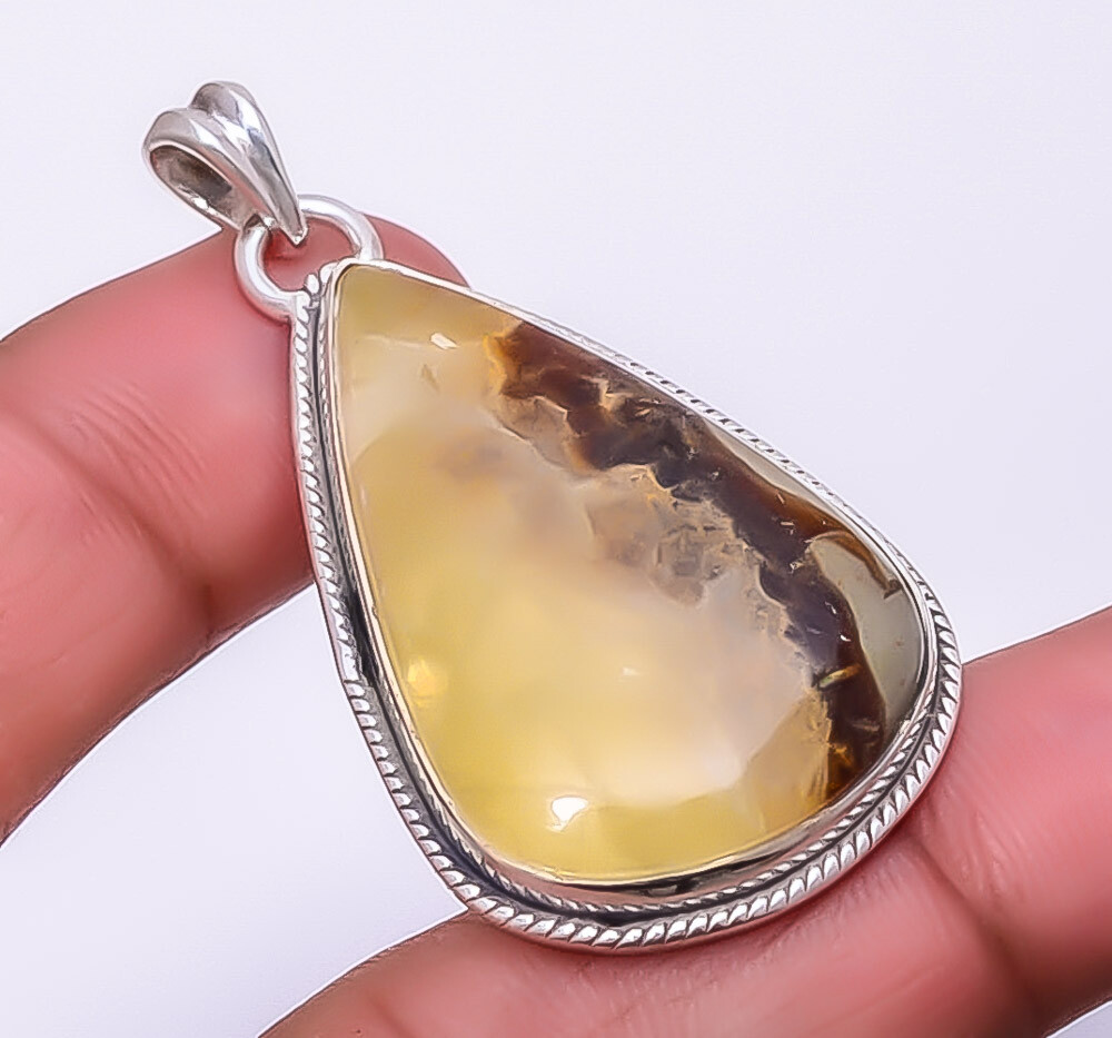 Septarian Stone Utah Gem 925 Sterling Silver Pendant 1.95 Inch Necklace