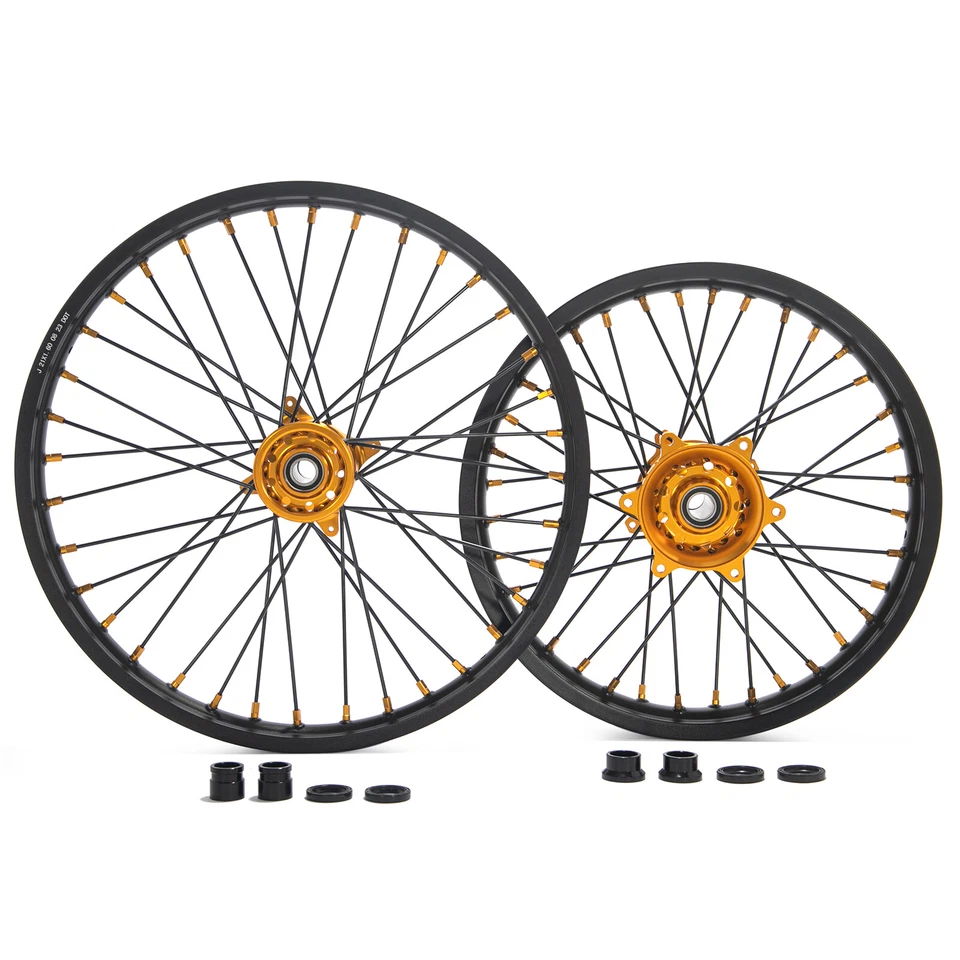 For Suzuki 21/18 CNC Machined Wheels Gold Hubs Set RMZ250 2007-24 RMZ450 2005-24 - Image 3 of 4