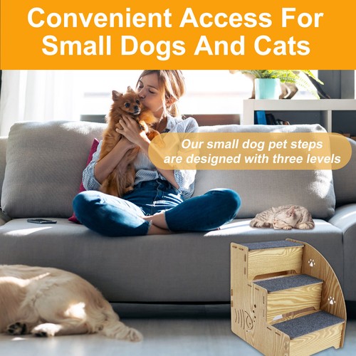 Dog Stairs for Small Dogs 13.78x10.24x13.78 Inches 3 Tiers Pet Steps Non wePXI - Picture 2 of 12