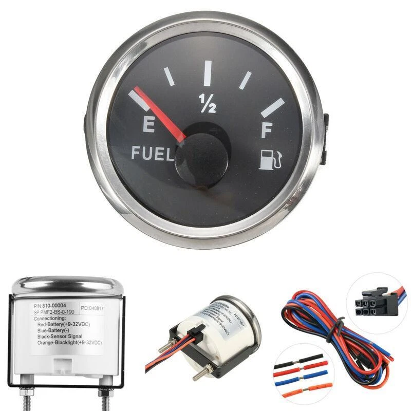 Indicador de nivel de combustible para barco marino de acero inoxidable 12/24V 240-33 ohmios 52 mm Foto 2 de 4