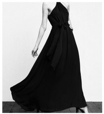 Reformation Floretta Dress Sz 2 Black Maxi Halter RARE Preppy Luxury Goth Witchy