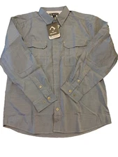 Mens Dri-Duck Navy Blue Long Sleeved Button-Up Teflon Shield  Medium Shirt NWT