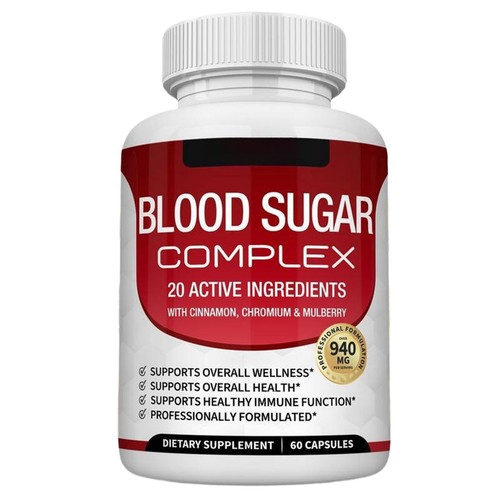 BLOOD SUGAR BLEND SUPPORT Lipoic Acid & Cinnamon 20 Herbs Complex 60 Caps
