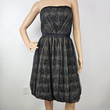 Dress Lace Black Gold Strapless Bubble Sz 8 Fairy Whimsigoth Dark Romantic