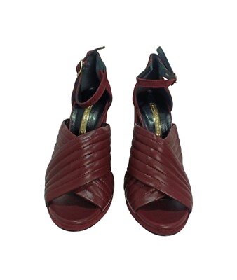 Atos Lombardini Maroon Leather High Heel Sandals Women's