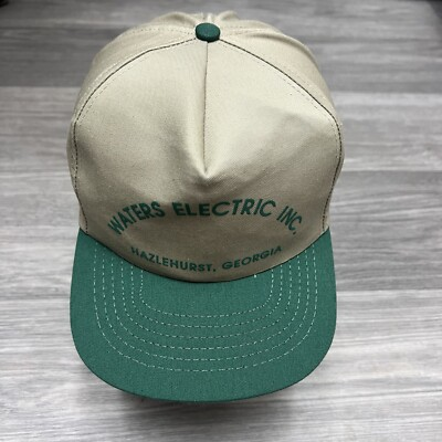 #ad #ad Vintage 90s Electrical Snapback Hat Khaki Green Promo Worker Chore Cap Minimal $18.91