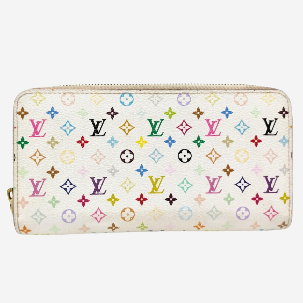小物 LOUIS VUITTON ZIPPY WALLET LITCHI MUL Louis Vuitton White Litchi Monogram Multicolor Zippy Coin