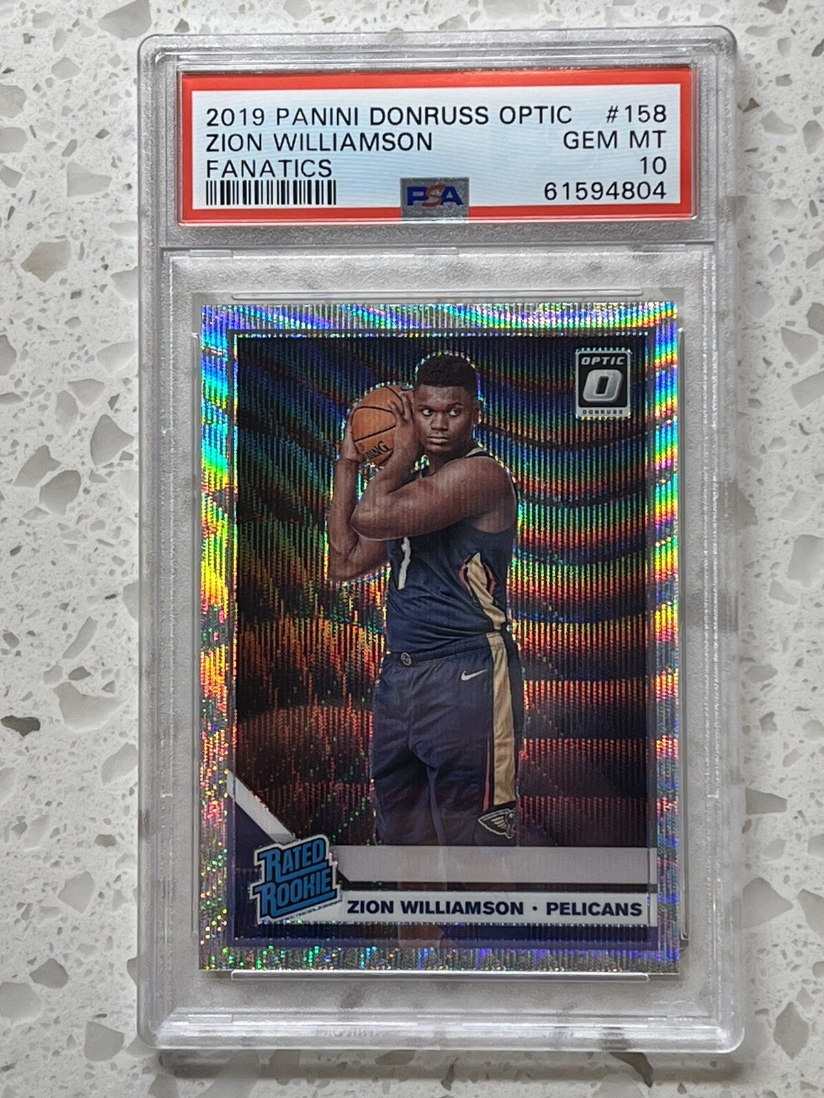 Zion Williamson 2019 Donruss Optic Fanatics Silver Wave #158 Rookie RC PSA 10