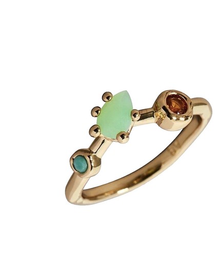 Spell And The Gypsy Two Lovers Ring Brass Coral Turquoise 7  display picture 1