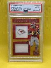 2022 Panini Encased - Future Wave Materials Gold Isiah Pacheco /25 (RC) PSA 8