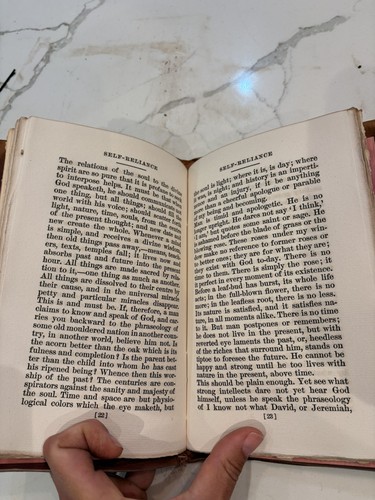 Cover of 1902 Roycroft Self Reliance Ralph Waldo Emerson Suede Leather Elbert Hubbard