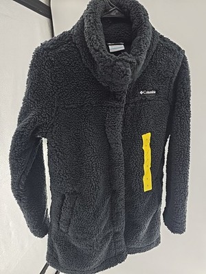 Women's Black Columbia Jacket, Small Sherpa Fleece botton down, black