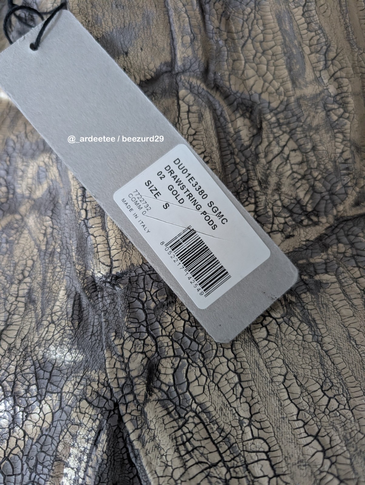RICK OWENS DRKSHDW SAMPLE SS25 MEGACRUST DRAWSTRING POD SHORTS $1750 (GOLD, S) image 8
