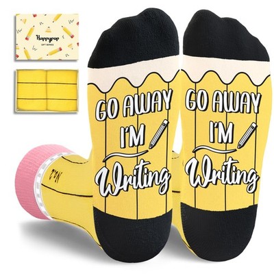 Writing Pencil Gifts Crazy Wacky Socks Author Readers Fun Apparel Novelty