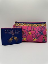 Est e Lauder Pink Blue Fabric Makeup Bag Set Zipper Recycled Material