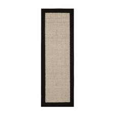 Farmhouse Faux Sisal Olefin Black Border Indoor Hallway Runner Rug, 2'x6'