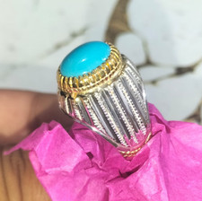 Nishapur Feroza Stone In Beautiful Handmade Crafted Ring Silver 925 Bets Design