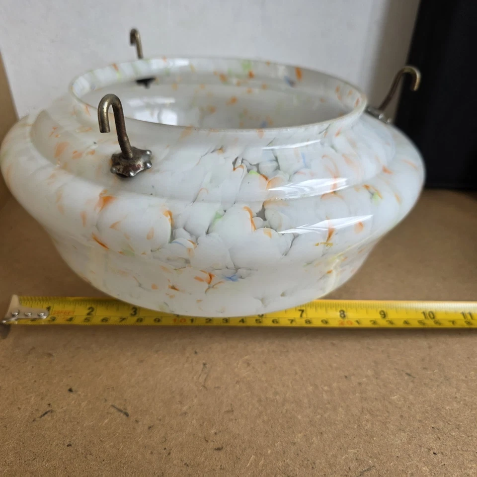 Raro Art Deco 1930 Multicolor Vidrio Techo Plafonier Mosquero Tazón Pantalla Foto 4 de 4