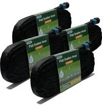 2025 Flat Soaker Hose 200 Ft for Garden, 200' (50Ft X 4) Linkable Drip Hose Diy 
