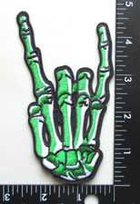   SKELETON HAND HORNS UP HAND GESTURE DEVIL HORNS EMBROIDERED IRON ON PATCH