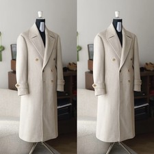 Men's Long Overcoat Cashmere Double Breasted Formal Business Winter Long Jackets