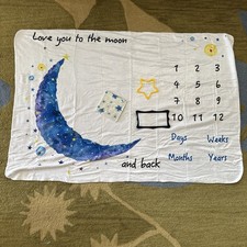 Baby Milestone Blanket Love You To The Moon  Back 1- 12 Days/Weeks/Months/Years