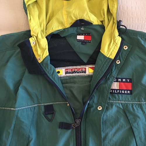 Vintage Tommy Hilfiger Sailing Gear Jacket Size L Full Zip Snap Button Anorak - Picture 4 of 24