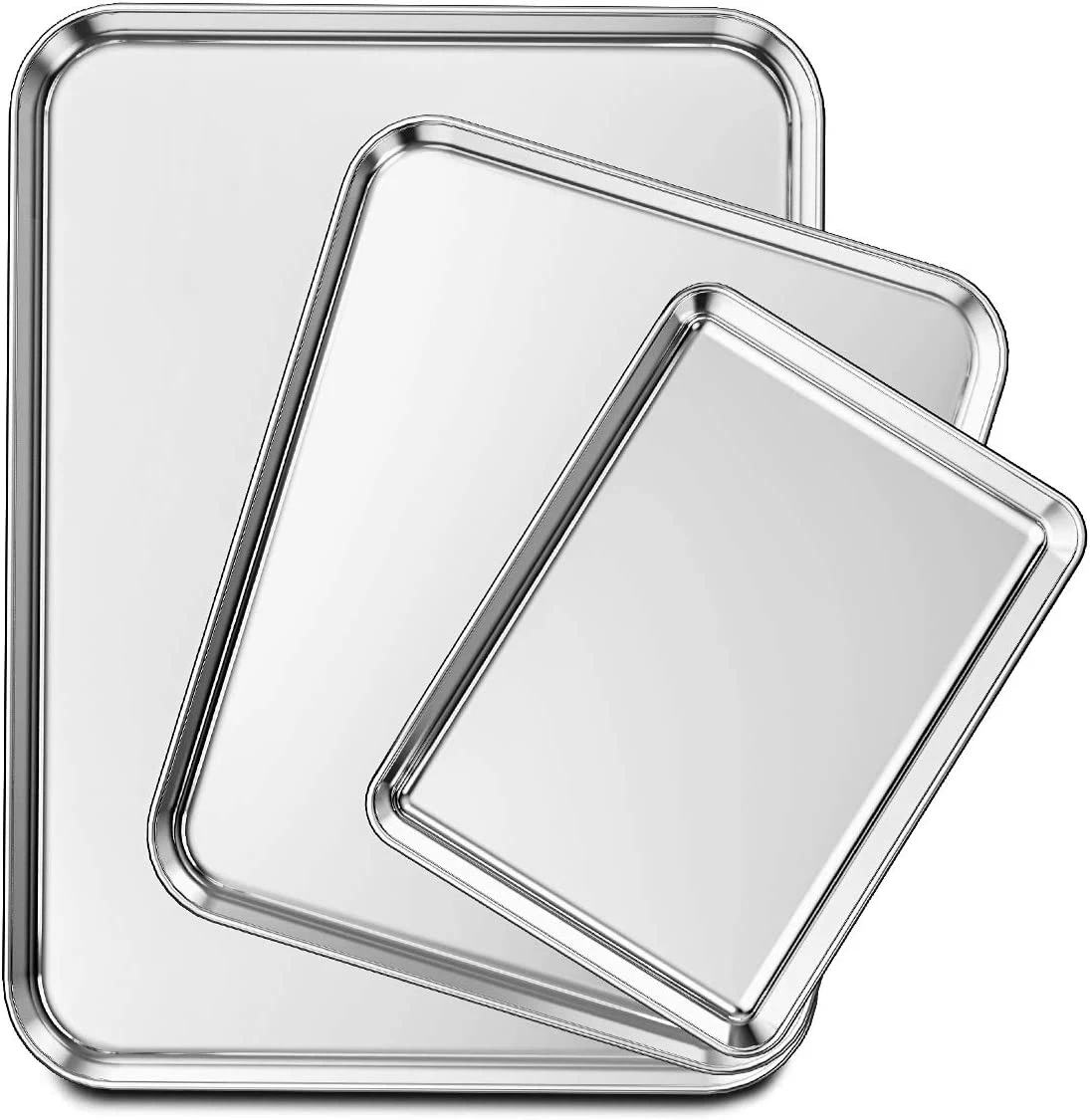 Baking Sheet Set of 3, Stainless Steel Cookie Sheet Baking Sheet Pan, 9/12/16 In