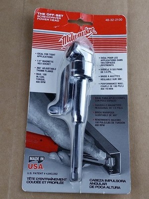 Milwaukee Off Set Adaptor 1/4'' Hex Socket 48-32-2100 Made In USA