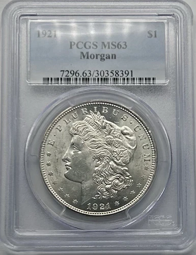 1921 Silver Morgan Dollar Coin MS 63 PCGS Certified
