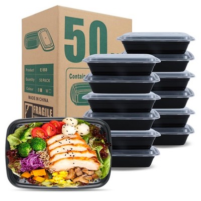 50 Pack (100-Piece) Meal Prep Containers Reusable 32oz,Plastic Food Storage C...