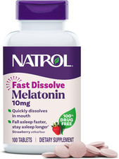 Natrol Melatonin 10Mg Fast Dissolve Tablets - Strawberry Flavor, 100 Count, Slee