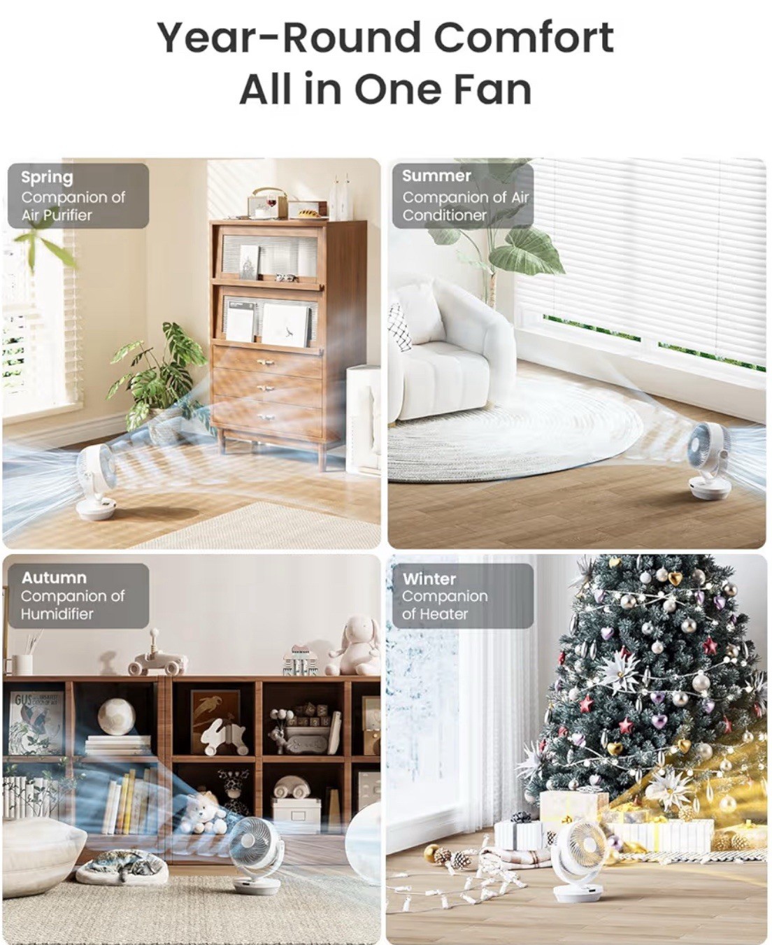 13" Air Circulator Fans with Remote 120°Vertical Manual +90°Oscillating Desk fan