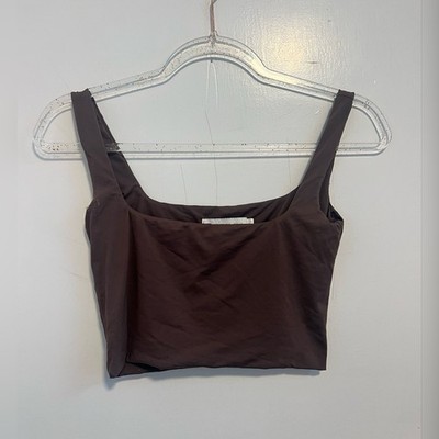 MESHKI Scoop Neck Brown Crop Top