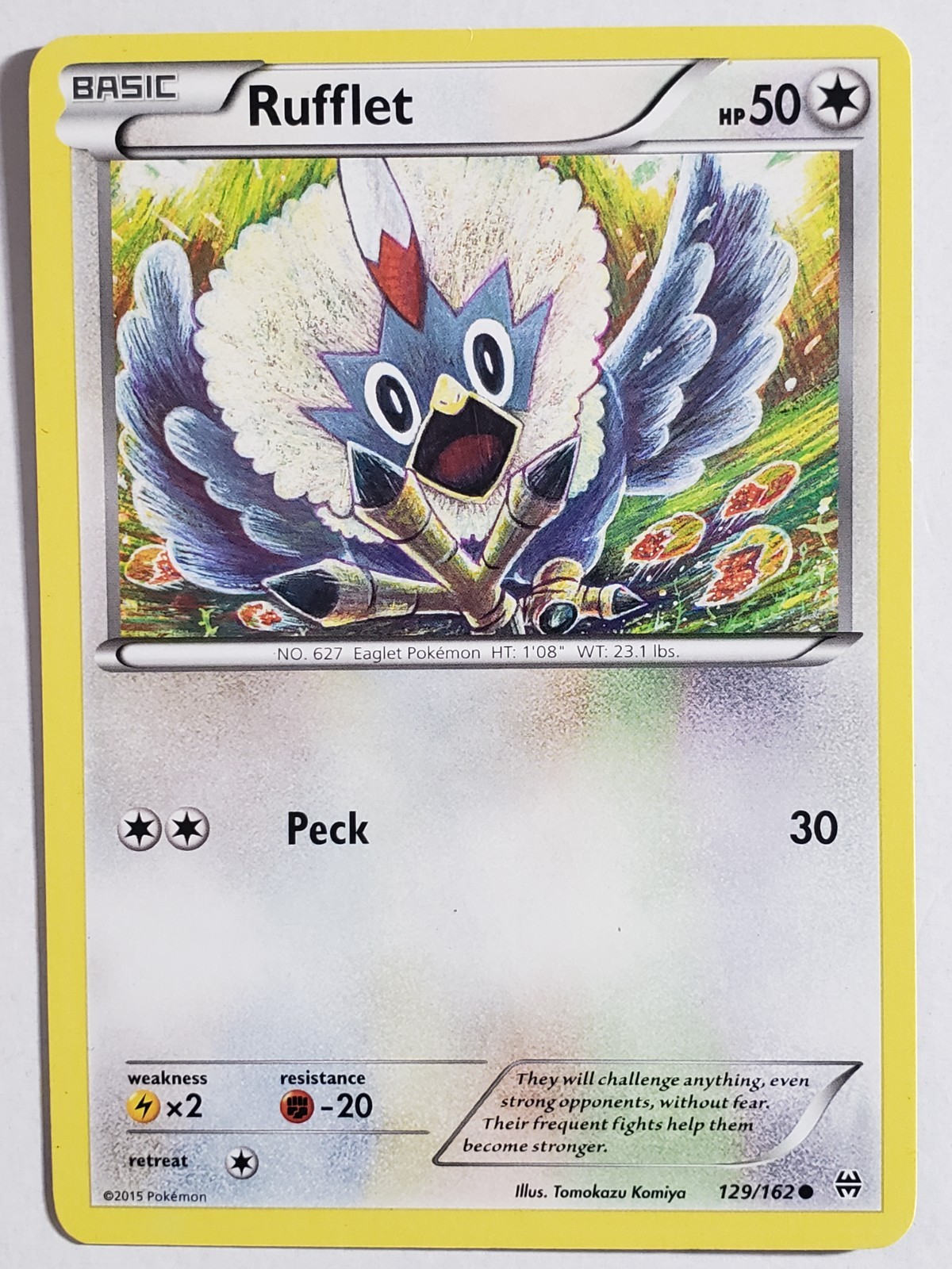 Rufflet 129/162 - LP - XY Breakthrough Pokemon Card - Tomokazu Komiya Art