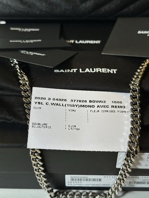 SAINT LAURENT CASSANDRE BLACK LEATHER CHAIN Shoulder Wallet