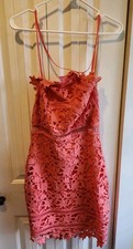 ASTR the Label Pink Floral Crochet Lace Anaya Midi Dress Size M