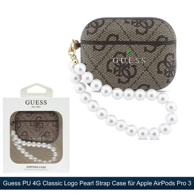 Guess Schutzhülle für Airpods Pro 3 Case Handstrap Etui 4G Logo mit Perlenkette
