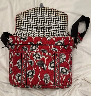 Vera Bradley Red Floral Padded Messenger Bag for 15 in Laptop Cotton - Image 1 of 4