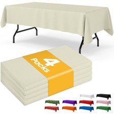 Ivory Plastic Table Cloth - 4 Pack 54"  108" Rectangle Disposable Tablecloth...