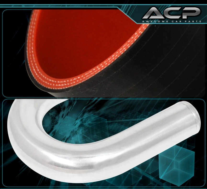 Tubería de 2,5" + Intercooler Turbo Montaje Frontal + Acopladores de Silicona + Abrazaderas de Perno en T Foto 2 de 3