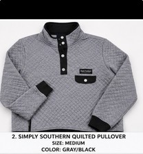 Simply Southern Quilted Snap Pullover Gray Black Women  s Size Medium