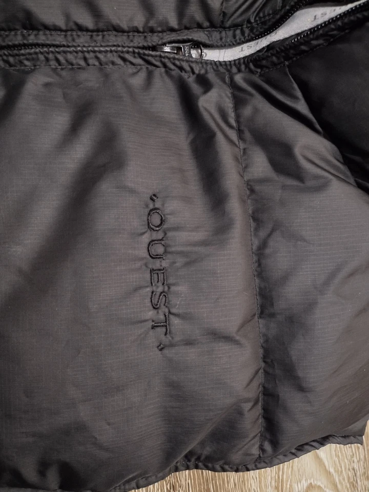 Chaleco acolchado Quest plumón de ganso para hombre grande negro cremallera completa exterior nailon invierno Foto 3 de 4