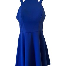 B. SMART Royal Blue Halter Neck Fit Flare Dress